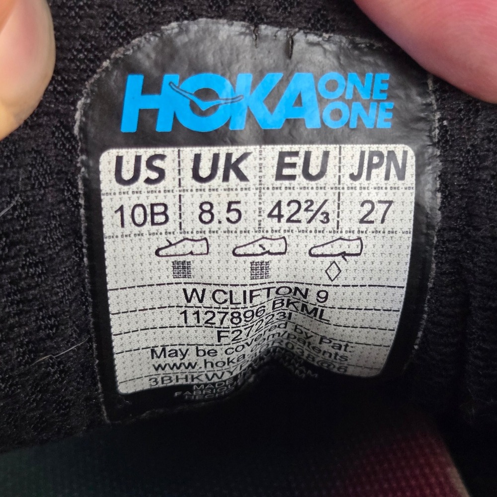 Hoka Clifton 9 Women 10B Running Shoes Black Multi Rainbow 1127896 BKML Tie Dye - Picture 9 of 10